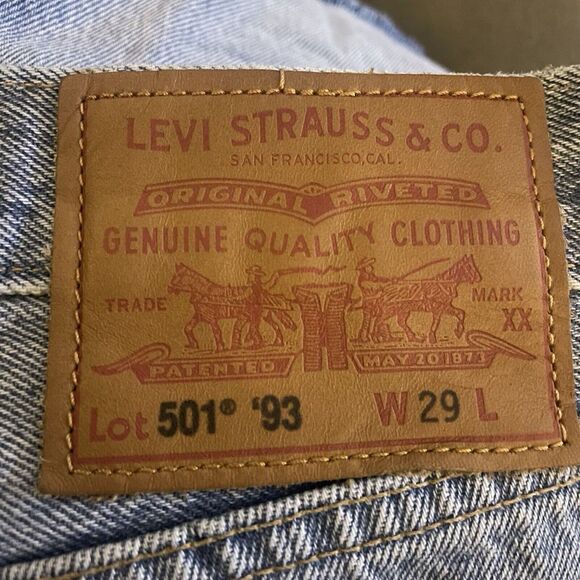 LEVIS 501 '93 PREMIUM BIG E Regular Jeans Denim Shorts Men‎ Size 32x7 Button Fly - Picture 11 of 11